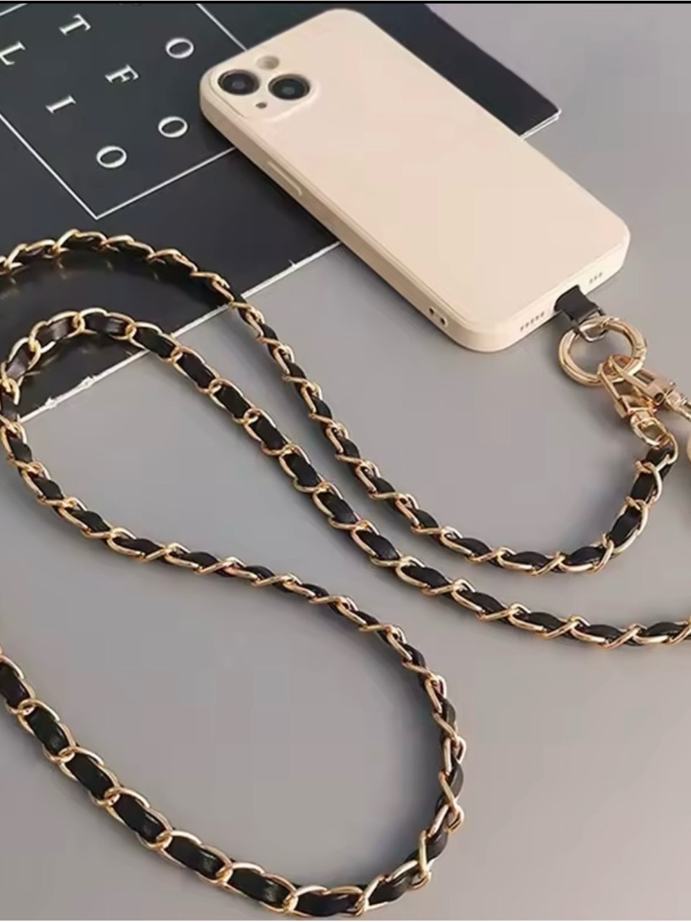 Black and Gold Chain Crossbody Phone Strap - Women Accessories